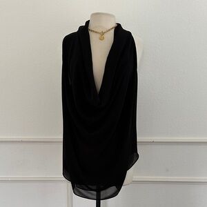 Fate Black Draped Sleeveless Top